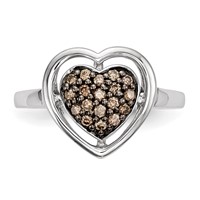 Sterling Silver Champagne Diamond Heart Ring view 4