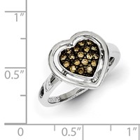 Sterling Silver Champagne Diamond Heart Ring view 5