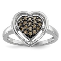 Sterling Silver Champagne Diamond Heart Ring view 1