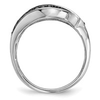 Sterling Silver White, Champagne & Blue Diamond Antiqued Ring view 2