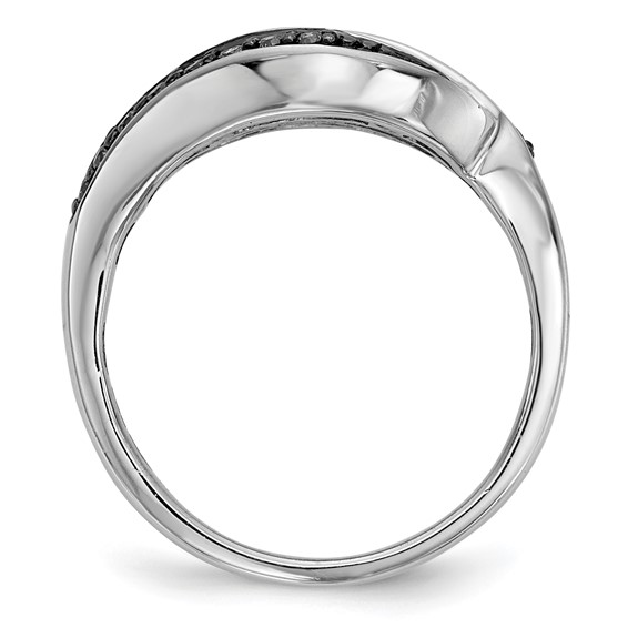 Sterling Silver White, Champagne & Blue Diamond Antiqued Ring