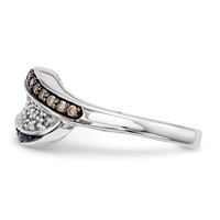 Sterling Silver White, Champagne & Blue Diamond Antiqued Ring view 3