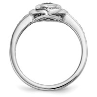 Sterling Silver Blue Diamond Small Heart Ring view 2