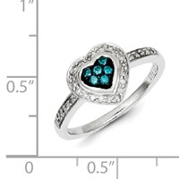 Sterling Silver Blue Diamond Small Heart Ring view 5