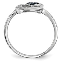 Sterling Silver Blue and White Diamond Heart Ring view 2