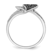 White Night Sterling Silver Rhodium-plated Blue and White Diamond Hearts Ring view 2