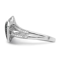 White Night Sterling Silver Rhodium-plated Blue and White Diamond Hearts Ring view 3