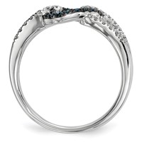 Sterling Silver White & Blue Diamond Ring view 2