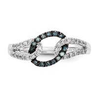 Sterling Silver White & Blue Diamond Ring view 4