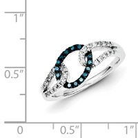 Sterling Silver White & Blue Diamond Ring view 5