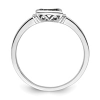 White Night Sterling Silver Rhodium-plated White Blue Diamonds Square Ring view 2