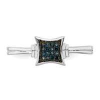 White Night Sterling Silver Rhodium-plated White Blue Diamonds Square Ring view 4