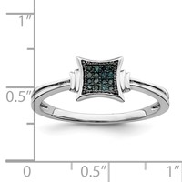 White Night Sterling Silver Rhodium-plated White Blue Diamonds Square Ring view 5