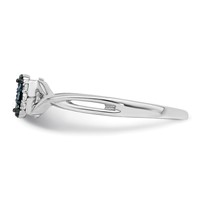 White Night Sterling Silver Rhodium-plated Blue and White Diamond Oval Ring view 3
