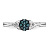 White Night Sterling Silver Rhodium-plated Blue and White Diamond Oval Ring view 4