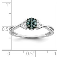 White Night Sterling Silver Rhodium-plated Blue and White Diamond Oval Ring view 5