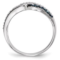 Sterling Silver Blue and White Diamond Ring view 2
