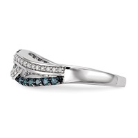 Sterling Silver Blue and White Diamond Ring view 3