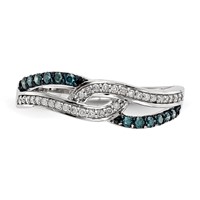 Sterling Silver Blue and White Diamond Ring view 4