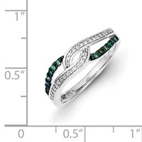 Sterling Silver Blue and White Diamond Ring view 5