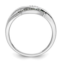 Sterling Silver Rhod Plated Blue and White Diamond Ring view 2