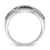 Sterling Silver Rhod Plated Blue and White Diamond Ring view 2