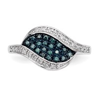 Sterling Silver Blue Diamond Fancy Marquise Ring view 4
