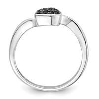 White Night Sterling Silver Rhodium-plated Black Diamond Heart Ring view 2