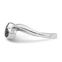 White Night Sterling Silver Rhodium-plated Black Diamond Heart Ring view 3