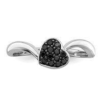 White Night Sterling Silver Rhodium-plated Black Diamond Heart Ring view 4