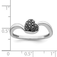 White Night Sterling Silver Rhodium-plated Black Diamond Heart Ring view 5