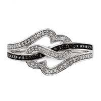 Sterling Silver Black and White Diamond Ring view 4