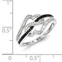 Sterling Silver Black and White Diamond Ring view 5