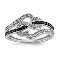 Sterling Silver Black and White Diamond Ring view 1