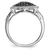 White Night Sterling Silver Rhodium-plated Black and White Diamond Round Ring view 2
