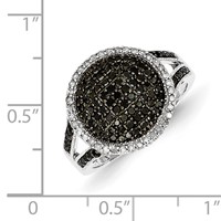 White Night Sterling Silver Rhodium-plated Black and White Diamond Round Ring view 5