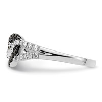 White Night Sterling Silver Rhodium-plated Black and White Diamond Ring view 3