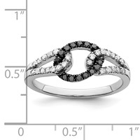 White Night Sterling Silver Rhodium-plated Black and White Diamond Ring view 5