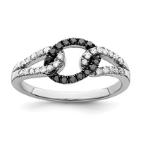 White Night Sterling Silver Rhodium-plated Black and White Diamond Ring view 1