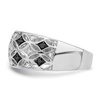 White Night Sterling Silver Rhodium-plated Black and White Diamond Ring view 3
