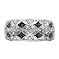 White Night Sterling Silver Rhodium-plated Black and White Diamond Ring view 4