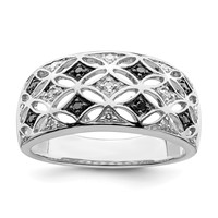 White Night Sterling Silver Rhodium-plated Black and White Diamond Ring view 1