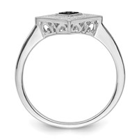 White Night Sterling Silver Rhodium-plated Black and White Diamond Ring view 2