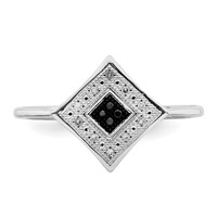 White Night Sterling Silver Rhodium-plated Black and White Diamond Ring view 4