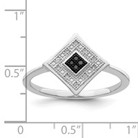White Night Sterling Silver Rhodium-plated Black and White Diamond Ring view 5