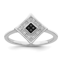 White Night Sterling Silver Rhodium-plated Black and White Diamond Ring view 1