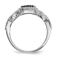 Sterling Silver Black and White Diamond Ring view 2