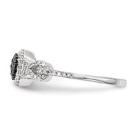 Sterling Silver Black and White Diamond Ring view 3