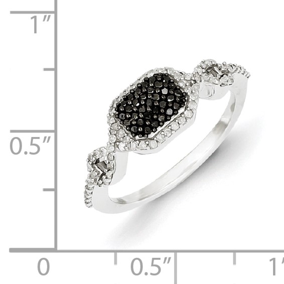 Sterling Silver Black and White Diamond Ring