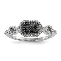 Sterling Silver Black and White Diamond Ring view 1
